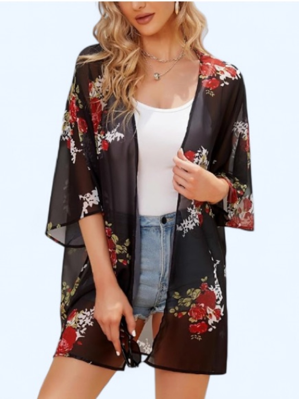 Black Floral Sheer  Robe - Cover-Up Women Intimates & Sleepwear